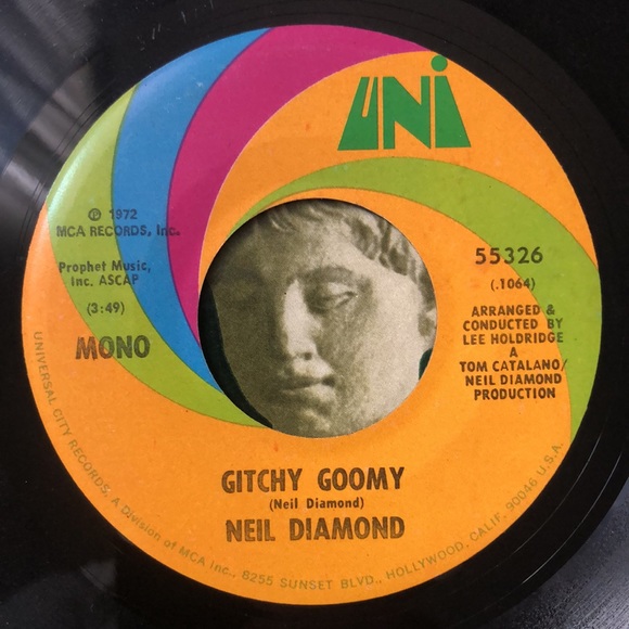 Neil Diamond Gitchy Goomy/Song Sung Blue Vinyl 45 Record '72 - Picture 2 of 4